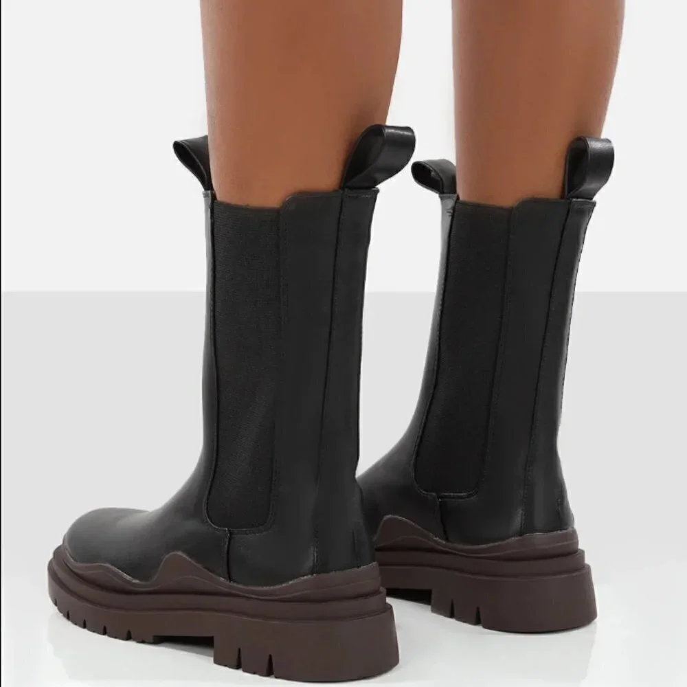 Dolls Kill Public Desire CHERRY BLACK CHUNKY SOLE CHELSEA ANKLE BOOTS 6